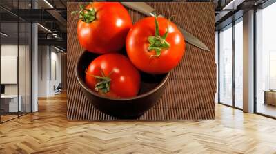 three tomatoes in a bowl closeup Wall mural