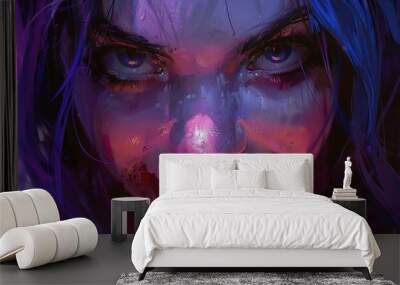 A touch of sarcasm playing on a face, the eyes twinkling and a hint of mischief in the smile. Wall mural