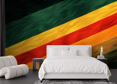 Banner with colors of african flag on a green background, for black history month, juneteenth, keti koti or remembrance abolition. Wall mural