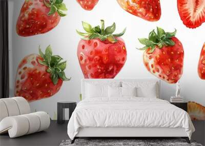 Cartoon summer fruit seamless strawberry pattern for wrapping paper and kids clothes print and fabrics illustration Wall mural