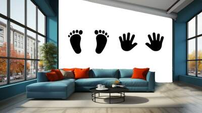 Childs foot and hand prints icon. Vector on isolated white background. EPS 10 Wall mural