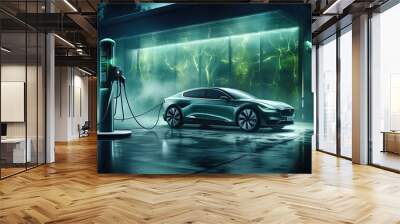 Ev charging station, green energy power, ev car Wall mural