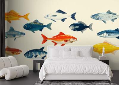 Fish icon vector set isolated on white background. food illustration sign collection Wall mural