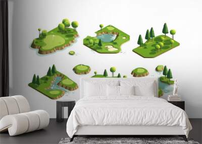 golf course set isometric vector flat isolated illustration Wall mural