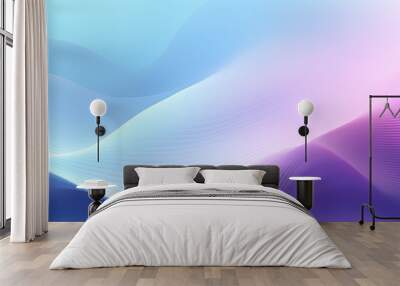 Grainy gradient background blue purple white abstract wave backdrop light banner pastel color gradient, noise texture retro poster design Wall mural