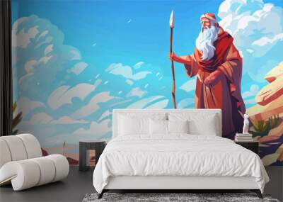 happy passover banner template with moses illustration Wall mural