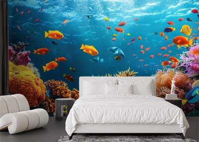 Healthy coral reef underwater fish Wall mural