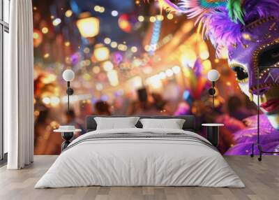 Mardi Gras masquerade ball, 4K hyperrealistic photo Wall mural