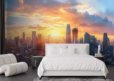 Modern cityscape with skyscrapers, Makati, Manila, Philippines Wall mural