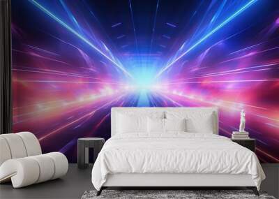 Neon lights speed tunnel background Wall mural