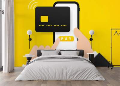 Online payment illustration. Transfer money from the card. Vector on isolated transparent background. EPS 10 Wall mural