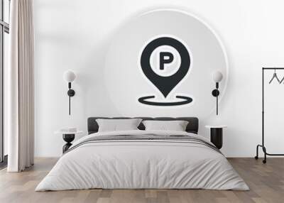 Parking station icon. Map pointer. Vector on a white background. EPS 10 Wall mural