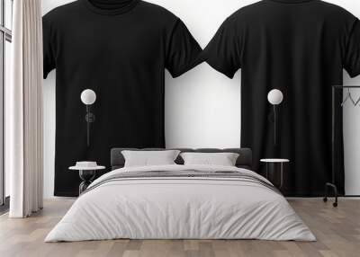 Plain black t - shirt mockup design. front and rear view. isolated on transparent background Wall mural