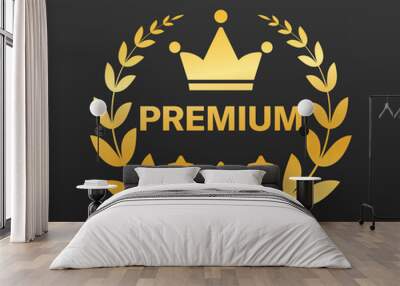 Premium gold icon. Crown icon. Flat style. Vector icon Wall mural