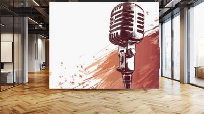 Retro microphone isolated on white background.. vector simple illustration Wall mural