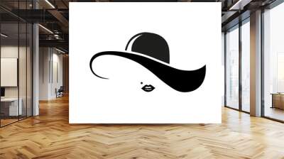 Sexy, elegant and glamour lady in black hat icon. Vector on isolated white background. EPS 10 Wall mural