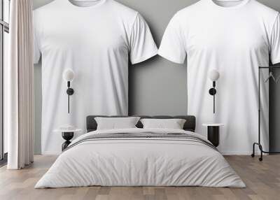 T - shirt mockup. White blank t - shirt front and back views. male clothes wearing clear attractive apparel tshirt models template Wall mural