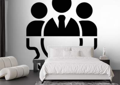 Teamwork management icon or business team or partnership icon in black on an isolated white background. The staff of the organization or the head of the company. EPS 10 vector. Wall mural