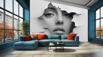 Torn Paper Photo Effect Mockup Wall mural