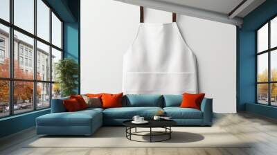 White blank apron, apron mockup on white background. Wall mural