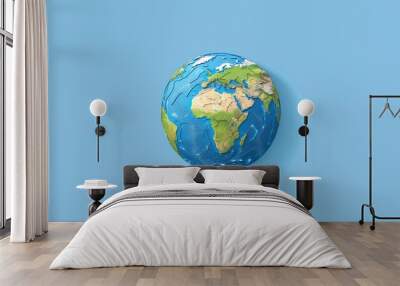 A 3D illustration of the earth with a blue sky as background. Wall mural