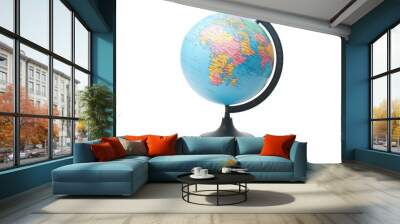 A colorful globe on a black stand against a white background. Wall mural