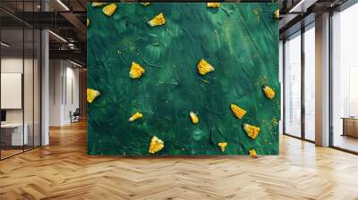 A green background with pieces of corn. Wall mural