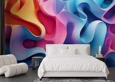 Abstract 3D rendering of smooth, flowing, and colorful shapes. Wall mural