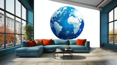 Blue globe on a white background. Wall mural