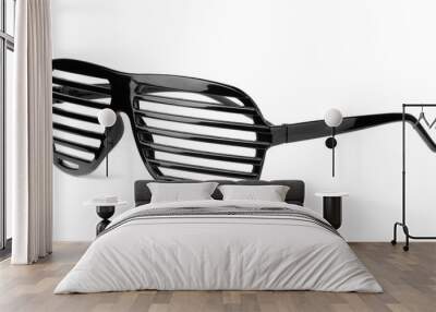 Black plastic shutter shades slatted sunglasses Wall mural