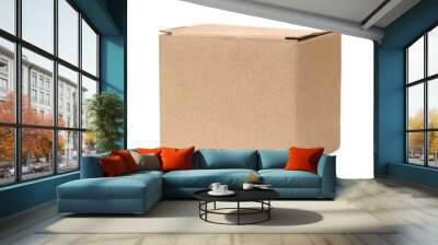 Blank closed brown cardboard box Wall mural