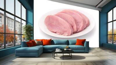 Fresh raw turkey meat fillet on ceramic plate Wall mural