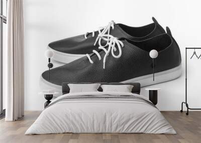 Pair of black leather sport shoes Wall mural