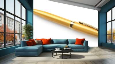 Top view of gold ballpoint pen Wall mural