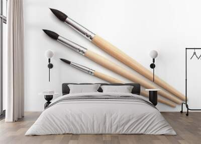 Top view of new  artistic paint brushes set Wall mural