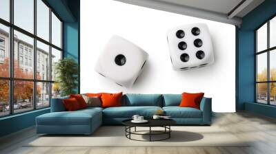 Top view of two white dices Wall mural