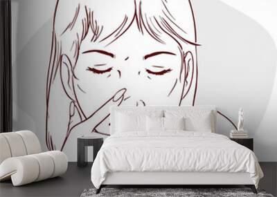 vector illustration of a women using nasal spray medication Wall mural