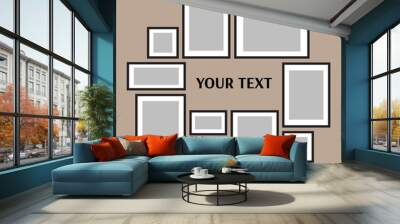 Collage ten frames photos parts or picture. Wall mural