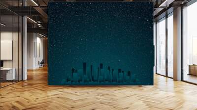 Realistic Starry Sky with Blue Glow Shining Stars. Wall mural