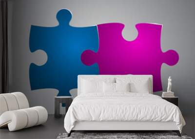 Two Grey Piece Puzzle Round Infographic. 2 Step. Wall mural