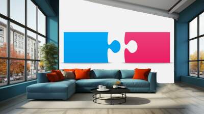 Two Piece Puzzle 2 Step. Puzzle Couple. Wall mural