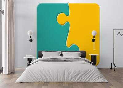 Two Piece Puzzle. 2 Step Puzzle Jigsaw Pieces. Wall mural