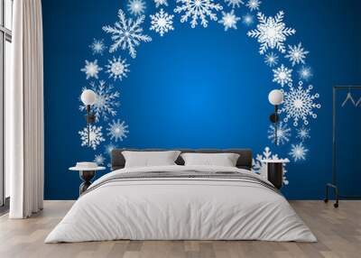 Wreath Snowflakes. New Year or Christmas Frame. Wall mural