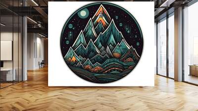 Geometric Mountain Sticker Graphic, PNG Wall mural