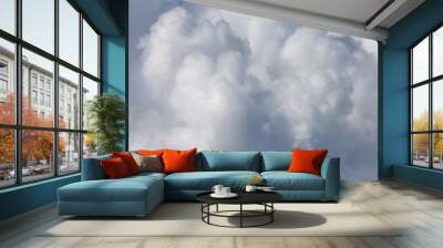 Soft white rain clouds on close-up sky beautiful dense look for background design. Wall mural