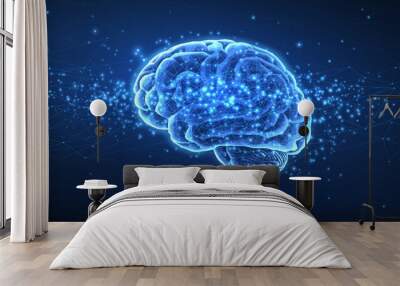 Digital brain illustration concept. Artificial intelligence, Brain science, Nervous system Wall mural