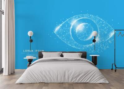 Eye. Polygonal wireframe mesh icon with crumbled edge looks like constellation. Concept illustration or background Wall mural