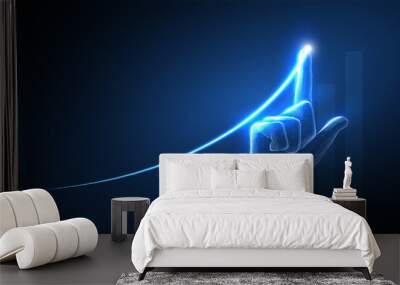 Growth. Rising success graph chart with a neon line. Upward trend, economy progress, company revenue concept. Wall mural