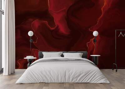 Luxury abstract red marble and gold texture background Wall mural