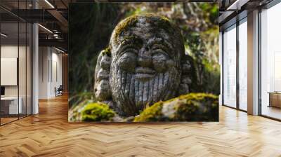 Cute, old stone buddha in a temple in Japan Wall mural